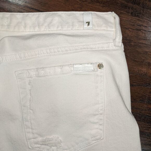 7 for All Mankind White Ripped Jeans | 30" - Picture 5 of 11